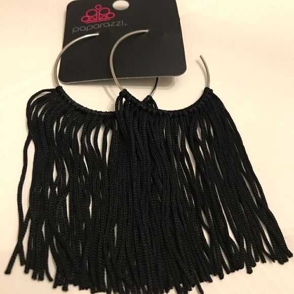 Brand new paparazzi earrings. Black hoops! - Picture 1 of 2